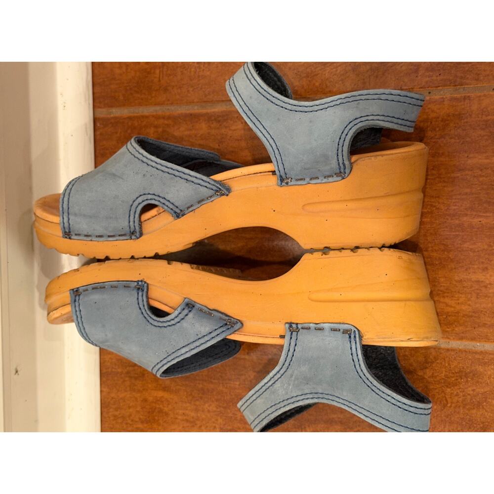 Dansko Womens 39 US 8.5-9 Blue Nubuck Leather Clog Sandals Hook Loop Comfort - Picture 7 of 12